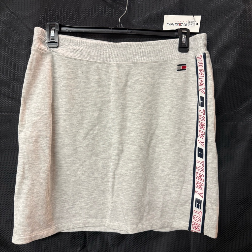 Tommy Hilfiger Gray Pencil Skirt with Logo Detail